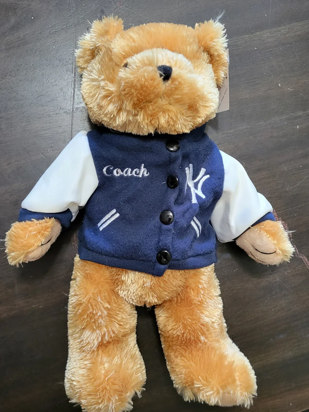 *NEW* New York Yankee Baseball Couch W/ Jacket Plush Bear w/Tags & Team Button